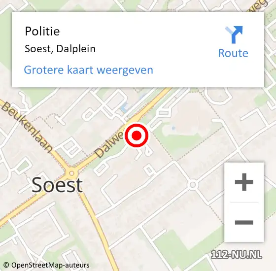 Locatie op kaart van de 112 melding: Politie Soest, Dalplein op 16 juni 2014 12:20