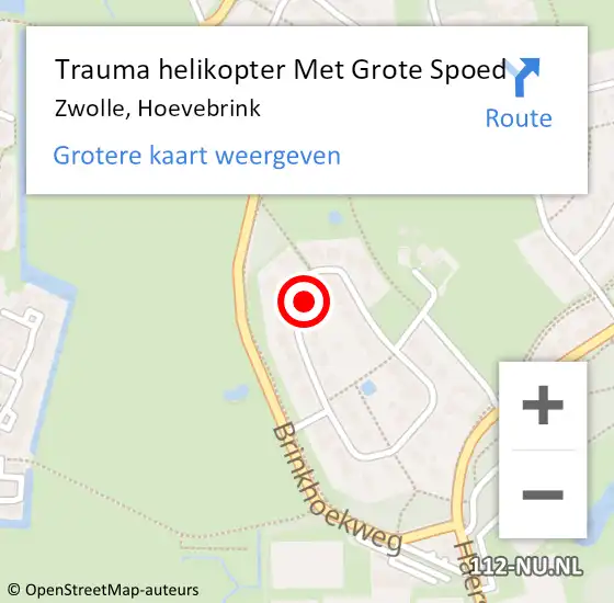 Locatie op kaart van de 112 melding: Trauma helikopter Met Grote Spoed Naar Zwolle, Hoevebrink op 13 juli 2021 17:51