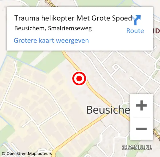 Locatie op kaart van de 112 melding: Trauma helikopter Met Grote Spoed Naar Beusichem, Smalriemseweg op 13 juli 2021 18:06