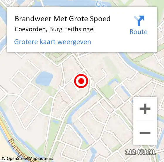 Locatie op kaart van de 112 melding: Brandweer Met Grote Spoed Naar Coevorden, Burg Feithsingel op 16 juni 2014 12:22