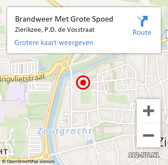 Locatie op kaart van de 112 melding: Brandweer Met Grote Spoed Naar Zierikzee, P.D. de Vosstraat op 13 juli 2021 18:16