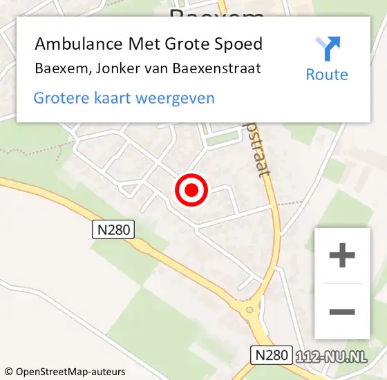 Locatie op kaart van de 112 melding: Ambulance Met Grote Spoed Naar Baexem, Jonker van Baexenstraat op 13 juli 2021 18:36