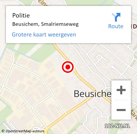 Locatie op kaart van de 112 melding: Politie Beusichem, Smalriemseweg op 13 juli 2021 18:53