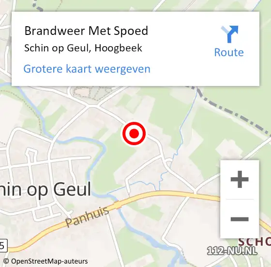 Locatie op kaart van de 112 melding: Brandweer Met Spoed Naar Schin op Geul, Hoogbeek op 13 juli 2021 18:57