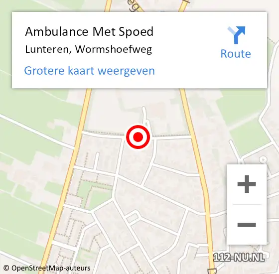 Locatie op kaart van de 112 melding: Ambulance Met Spoed Naar Lunteren, Wormshoefweg op 13 juli 2021 19:04