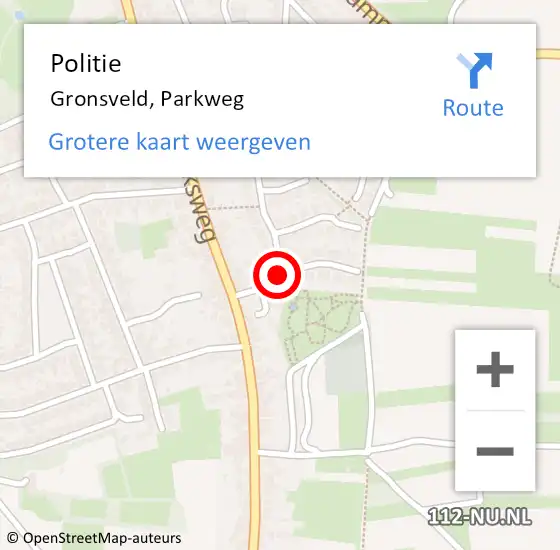 Locatie op kaart van de 112 melding: Politie Gronsveld, Parkweg op 16 juni 2014 12:26
