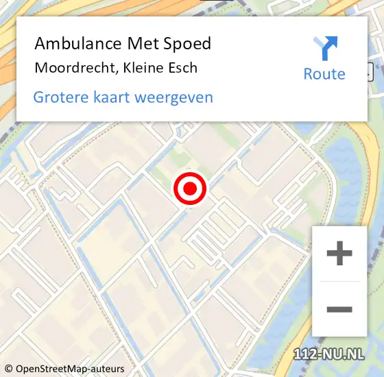 Locatie op kaart van de 112 melding: Ambulance Met Spoed Naar Moordrecht, Kleine Esch op 13 juli 2021 19:35