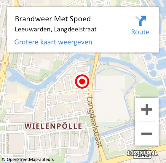 Locatie op kaart van de 112 melding: Brandweer Met Spoed Naar Leeuwarden, Langdeelstraat op 13 juli 2021 19:39