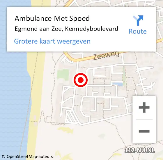 Locatie op kaart van de 112 melding: Ambulance Met Spoed Naar Egmond aan Zee, Kennedyboulevard op 13 juli 2021 20:00