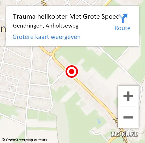 Locatie op kaart van de 112 melding: Trauma helikopter Met Grote Spoed Naar Gendringen, Anholtseweg op 13 juli 2021 20:08