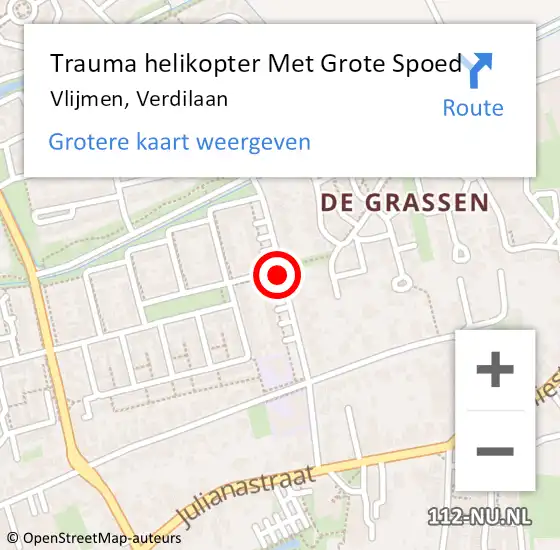 Locatie op kaart van de 112 melding: Trauma helikopter Met Grote Spoed Naar Vlijmen, Verdilaan op 13 juli 2021 20:12