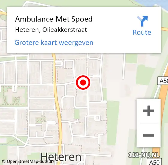 Locatie op kaart van de 112 melding: Ambulance Met Spoed Naar Heteren, Olieakkerstraat op 13 juli 2021 20:28