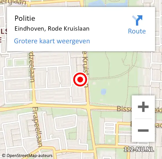 Locatie op kaart van de 112 melding: Politie Eindhoven, Rode Kruislaan op 13 juli 2021 20:33