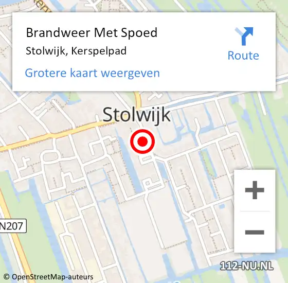 Locatie op kaart van de 112 melding: Brandweer Met Spoed Naar Stolwijk, Kerspelpad op 13 juli 2021 20:59