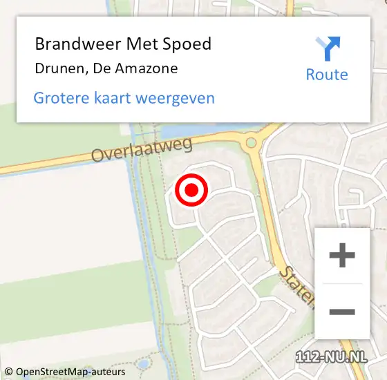 Locatie op kaart van de 112 melding: Brandweer Met Spoed Naar Drunen, De Amazone op 13 juli 2021 21:27