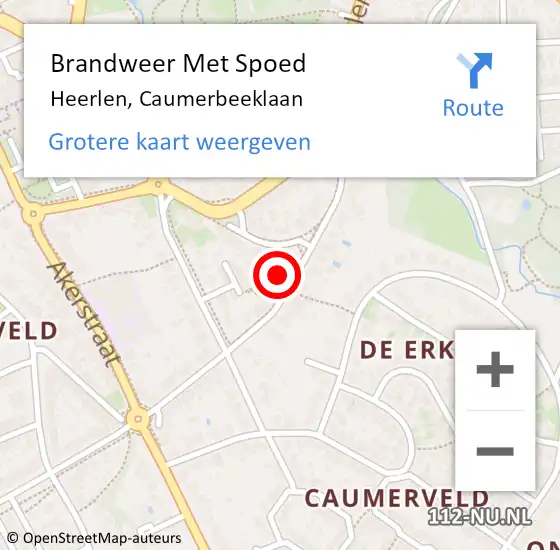 Locatie op kaart van de 112 melding: Brandweer Met Spoed Naar Heerlen, Caumerbeeklaan op 13 juli 2021 21:54