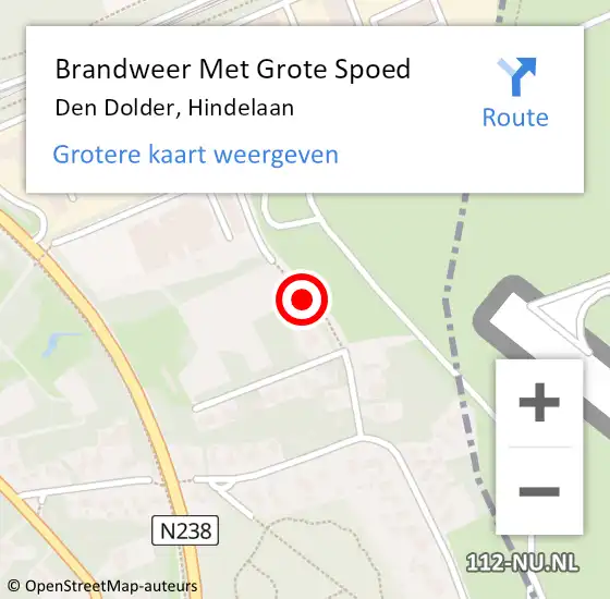 Locatie op kaart van de 112 melding: Brandweer Met Grote Spoed Naar Den Dolder, Hindelaan op 13 juli 2021 21:55