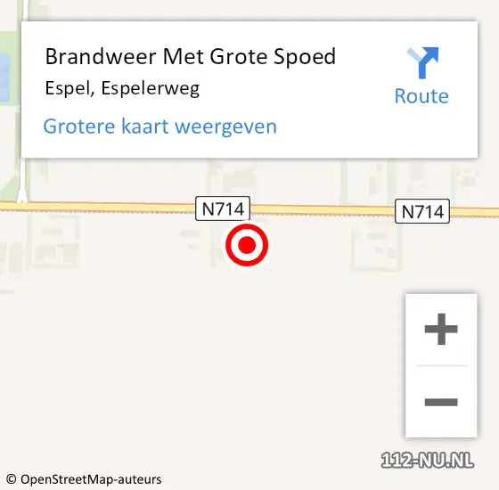 Locatie op kaart van de 112 melding: Brandweer Met Grote Spoed Naar Espel, Espelerweg op 13 juli 2021 22:02