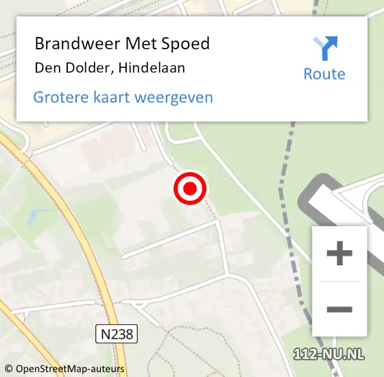 Locatie op kaart van de 112 melding: Brandweer Met Spoed Naar Den Dolder, Hindelaan op 13 juli 2021 22:35