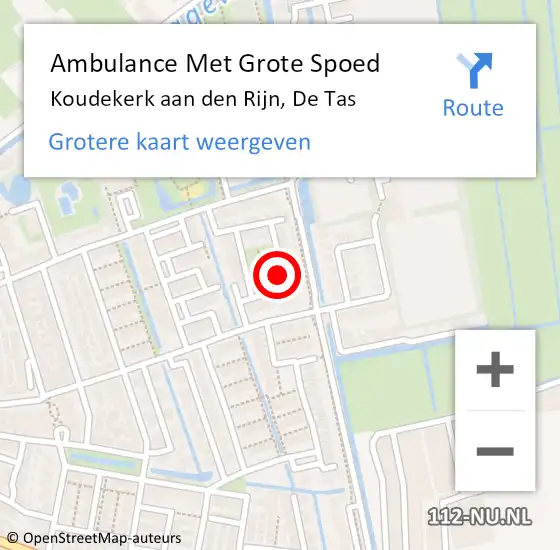 Locatie op kaart van de 112 melding: Ambulance Met Grote Spoed Naar Koudekerk aan den Rijn, De Tas op 13 juli 2021 22:59