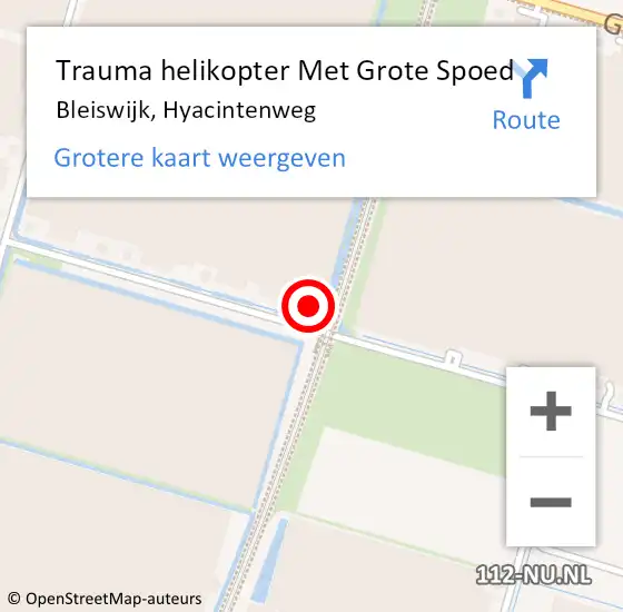 Locatie op kaart van de 112 melding: Trauma helikopter Met Grote Spoed Naar Bleiswijk, Hyacintenweg op 13 juli 2021 23:23