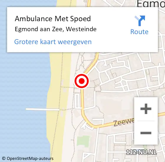 Locatie op kaart van de 112 melding: Ambulance Met Spoed Naar Egmond aan Zee, Westeinde op 14 juli 2021 00:49