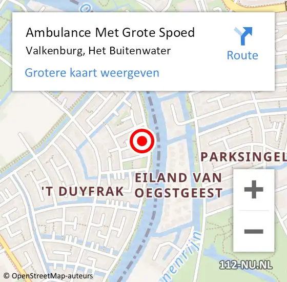 Locatie op kaart van de 112 melding: Ambulance Met Grote Spoed Naar Valkenburg, Het Buitenwater op 14 juli 2021 01:25