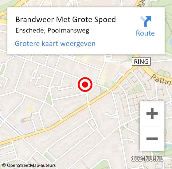 Locatie op kaart van de 112 melding: Brandweer Met Grote Spoed Naar Enschede, Poolmansweg op 14 juli 2021 02:11