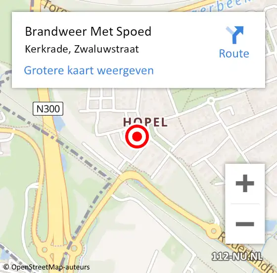 Locatie op kaart van de 112 melding: Brandweer Met Spoed Naar Kerkrade, Zwaluwstraat op 14 juli 2021 03:06