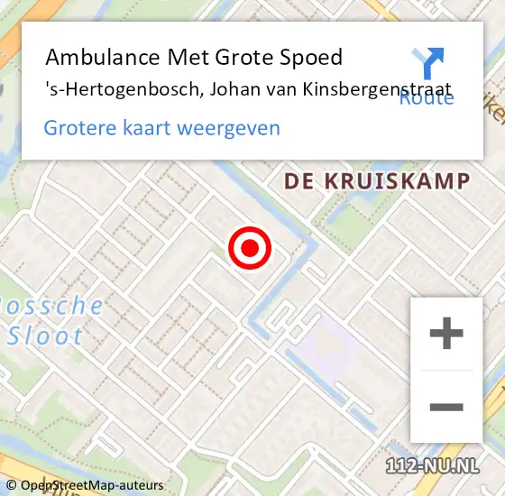 Locatie op kaart van de 112 melding: Ambulance Met Grote Spoed Naar 's-Hertogenbosch, Johan van Kinsbergenstraat op 14 juli 2021 03:34