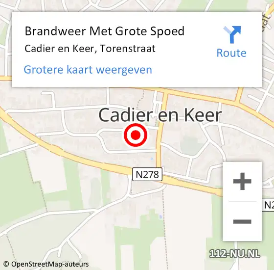 Locatie op kaart van de 112 melding: Brandweer Met Grote Spoed Naar Cadier en Keer, Torenstraat op 14 juli 2021 03:48