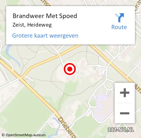 Locatie op kaart van de 112 melding: Brandweer Met Spoed Naar Zeist, Heideweg op 14 juli 2021 04:51