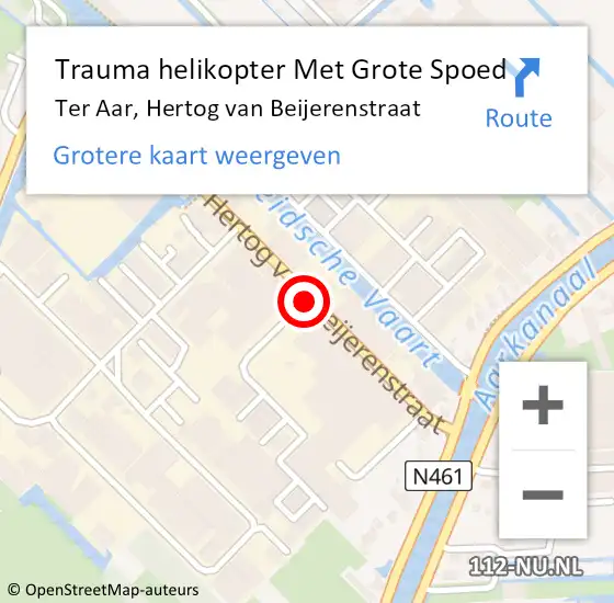 Locatie op kaart van de 112 melding: Trauma helikopter Met Grote Spoed Naar Ter Aar, Hertog van Beijerenstraat op 14 juli 2021 04:58