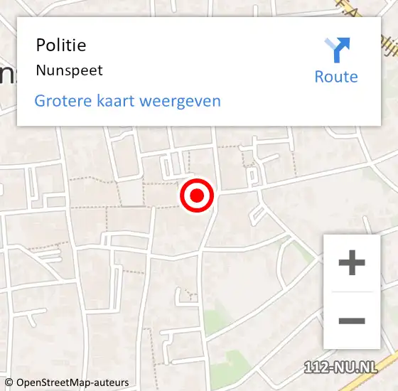 Locatie op kaart van de 112 melding: Politie Nunspeet op 14 juli 2021 05:24