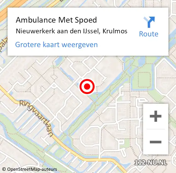 Locatie op kaart van de 112 melding: Ambulance Met Spoed Naar Nieuwerkerk aan den IJssel, Krulmos op 14 juli 2021 05:28