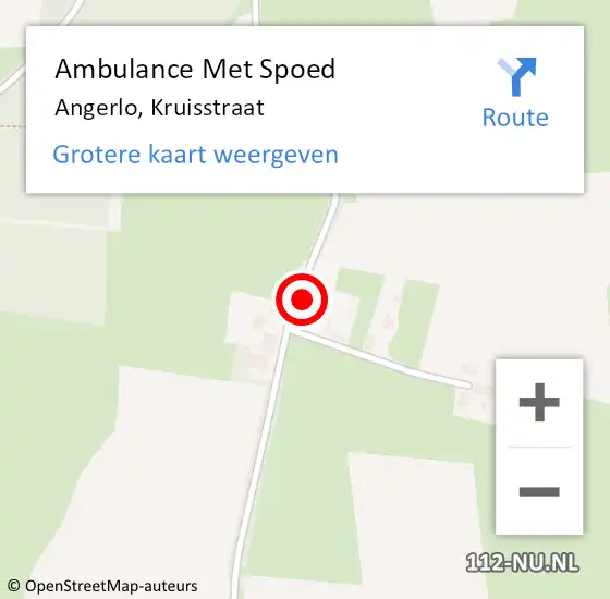 Locatie op kaart van de 112 melding: Ambulance Met Spoed Naar Angerlo, Kruisstraat op 14 juli 2021 06:13