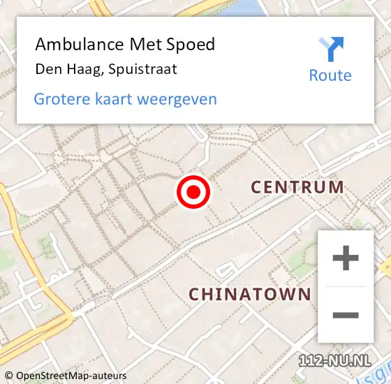 Locatie op kaart van de 112 melding: Ambulance Met Spoed Naar Den Haag, Spuistraat op 14 juli 2021 06:53
