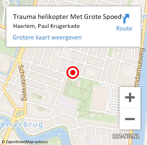 Locatie op kaart van de 112 melding: Trauma helikopter Met Grote Spoed Naar Haarlem, Paul Krugerkade op 14 juli 2021 07:11