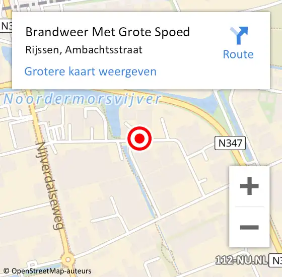 Locatie op kaart van de 112 melding: Brandweer Met Grote Spoed Naar Rijssen, Ambachtsstraat op 14 juli 2021 07:53