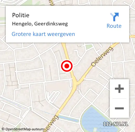 Locatie op kaart van de 112 melding: Politie Hengelo, Geerdinksweg op 14 juli 2021 07:56