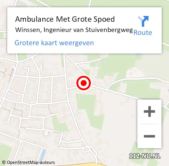 Locatie op kaart van de 112 melding: Ambulance Met Grote Spoed Naar Winssen, Ingenieur van Stuivenbergweg op 14 juli 2021 07:58