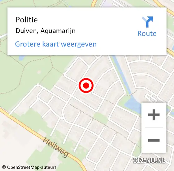 Locatie op kaart van de 112 melding: Politie Duiven, Aquamarijn op 14 juli 2021 07:58