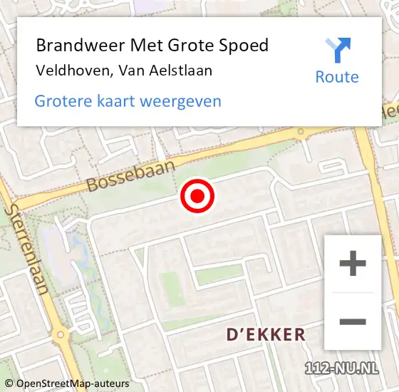 Locatie op kaart van de 112 melding: Brandweer Met Grote Spoed Naar Veldhoven, Van Aelstlaan op 14 juli 2021 08:10