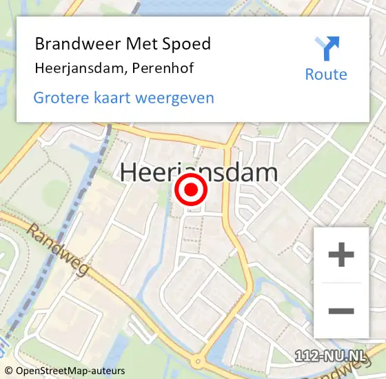 Locatie op kaart van de 112 melding: Brandweer Met Spoed Naar Heerjansdam, Perenhof op 14 juli 2021 08:22