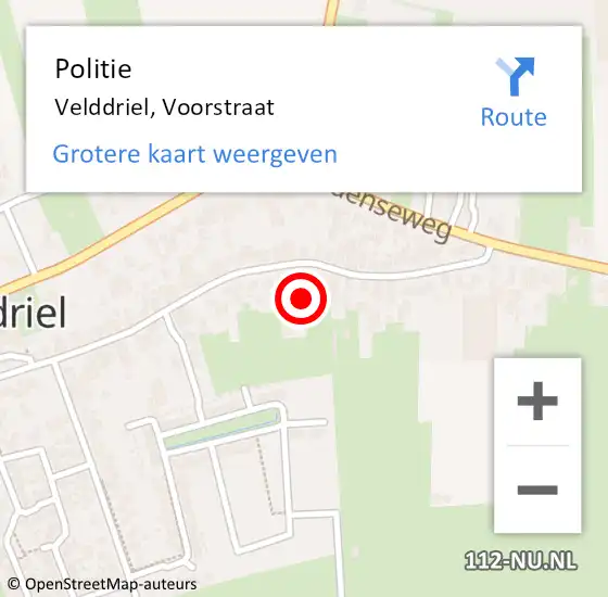 Locatie op kaart van de 112 melding: Politie Velddriel, Voorstraat op 14 juli 2021 08:34