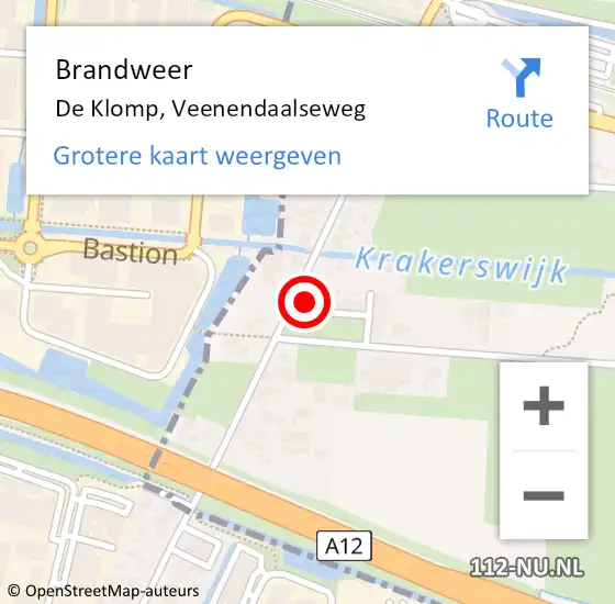 Locatie op kaart van de 112 melding: Brandweer De Klomp, Veenendaalseweg op 16 juni 2014 13:03
