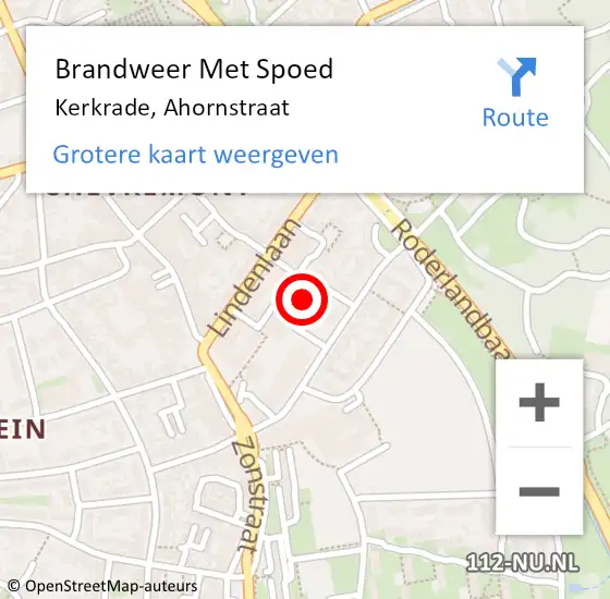 Locatie op kaart van de 112 melding: Brandweer Met Spoed Naar Kerkrade, Ahornstraat op 14 juli 2021 09:48