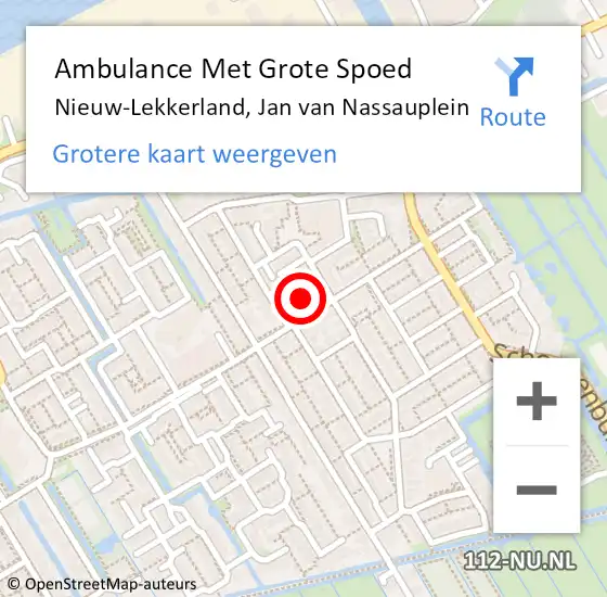 Locatie op kaart van de 112 melding: Ambulance Met Grote Spoed Naar Nieuw-Lekkerland, Jan van Nassauplein op 14 juli 2021 09:53