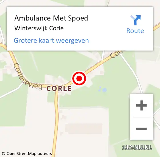 Locatie op kaart van de 112 melding: Ambulance Met Spoed Naar Winterswijk Corle op 14 juli 2021 09:59