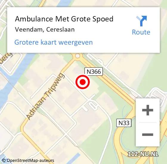 Locatie op kaart van de 112 melding: Ambulance Met Grote Spoed Naar Veendam, Cereslaan op 14 juli 2021 10:36